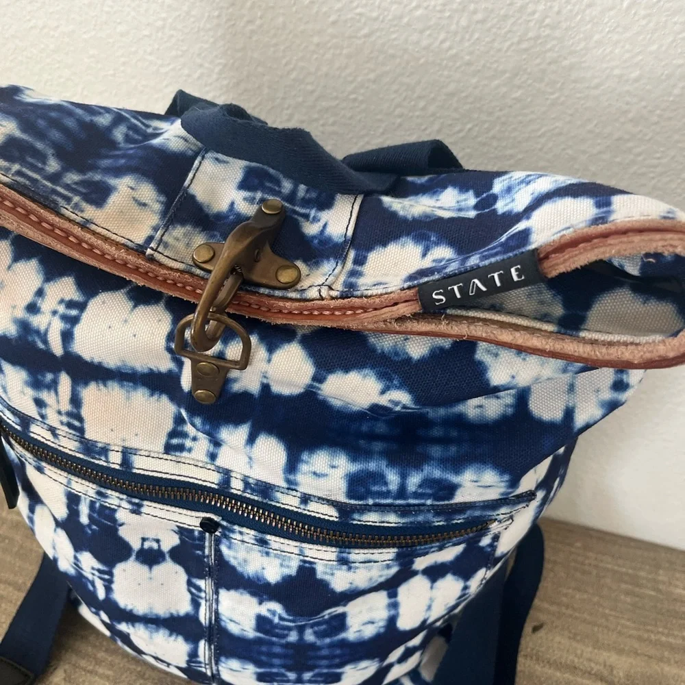 STATE canvas leather tie dye backpack